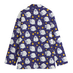 Star And Sheep Pattern Print Women's Cotton Blazer