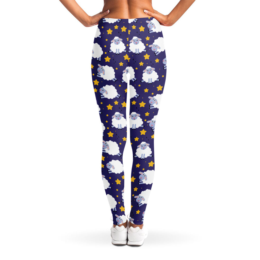 Star And Sheep Pattern Print Women's Leggings