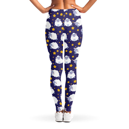 Star And Sheep Pattern Print Women's Leggings