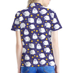 Star And Sheep Pattern Print Women's Polo Shirt