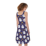 Star And Sheep Pattern Print Women's Sleeveless Dress