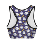 Star And Sheep Pattern Print Women's Sports Bra