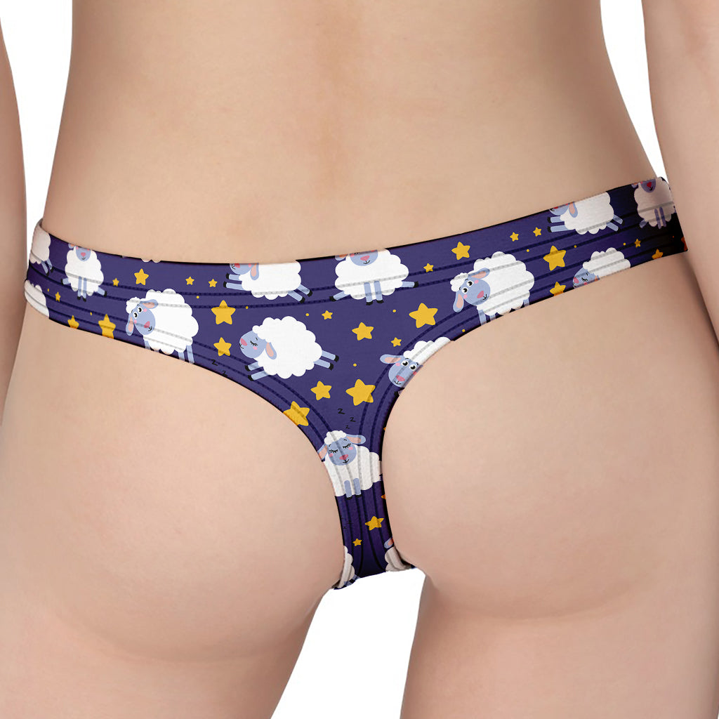Star And Sheep Pattern Print Women's Thong