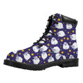 Star And Sheep Pattern Print Padded Collar Lace Up Boots