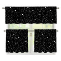 Star Constellations Pattern Print 3 Piece Kitchen Curtains