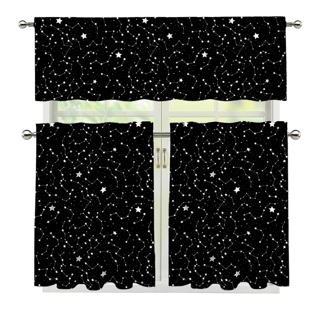 Star Constellations Pattern Print 3 Piece Kitchen Curtains