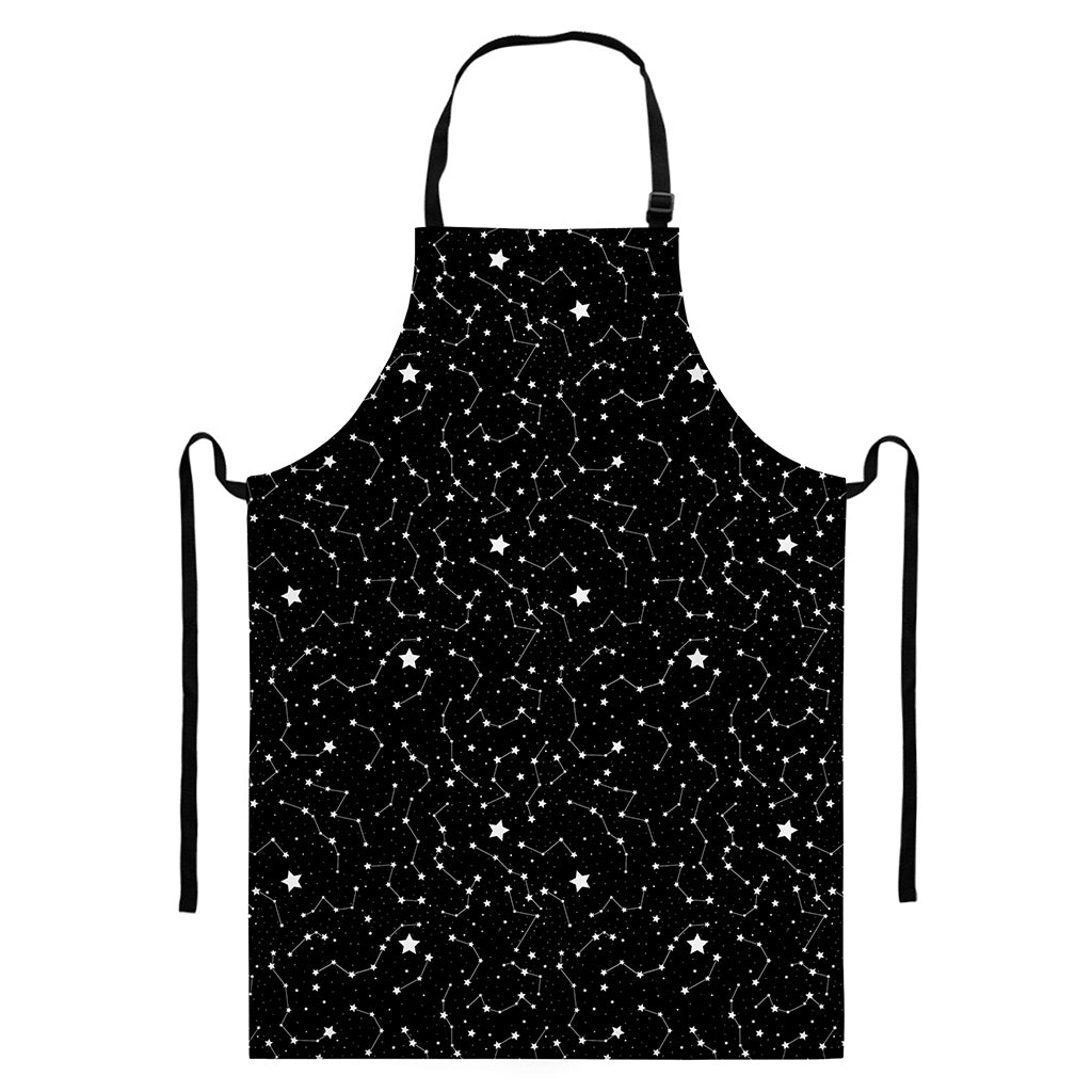Star Constellations Pattern Print Bib Apron With Pocket