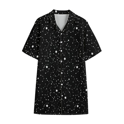 Star Constellations Pattern Print Cotton Hawaiian Shirt