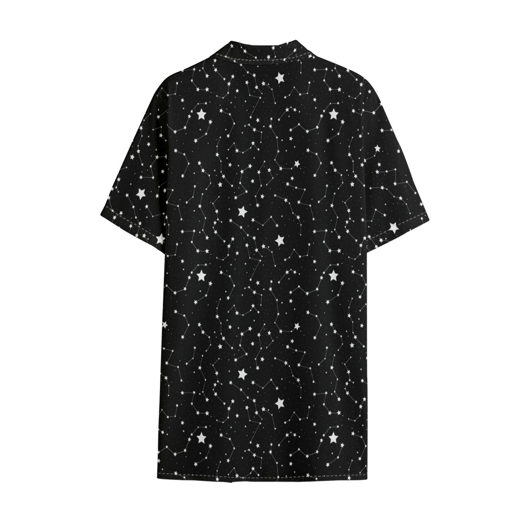 Star Constellations Pattern Print Cotton Hawaiian Shirt