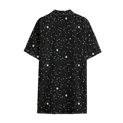 Star Constellations Pattern Print Cotton Hawaiian Shirt