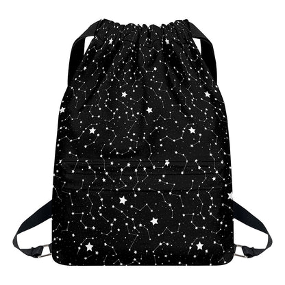 Star Constellations Pattern Print Drawstring Backpack