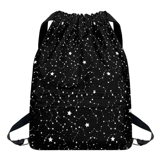 Star Constellations Pattern Print Drawstring Backpack