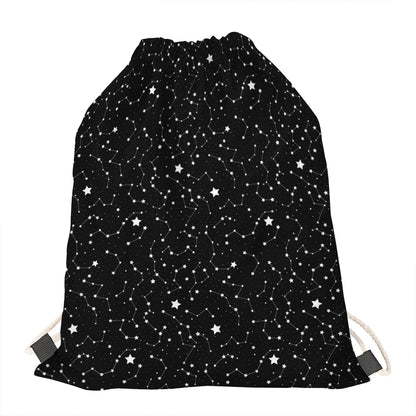 Star Constellations Pattern Print Drawstring Bag
