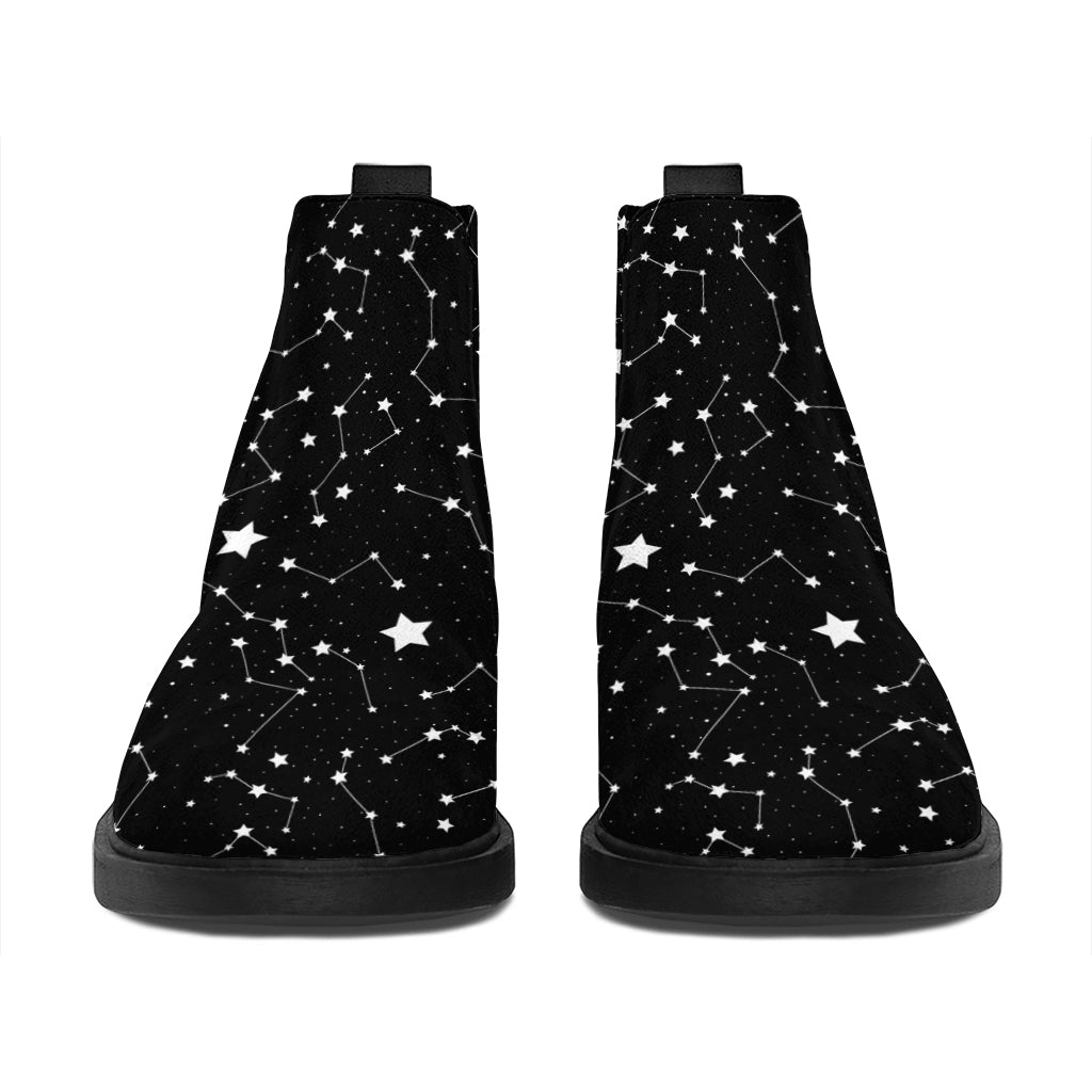 Star Constellations Pattern Print Flat Ankle Boots