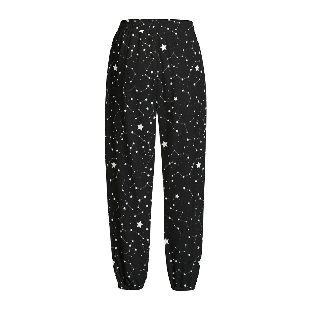 Star Constellations Pattern Print Fleece Lined Knit Pants