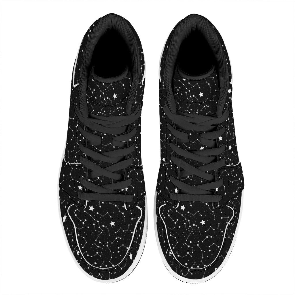 Star Constellations Pattern Print High Top Leather Sneakers