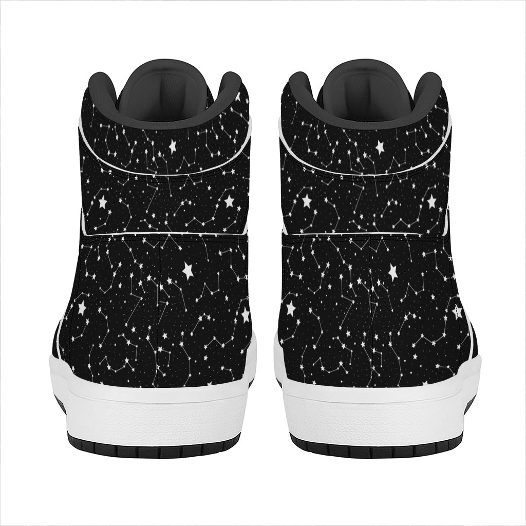 Star Constellations Pattern Print High Top Leather Sneakers