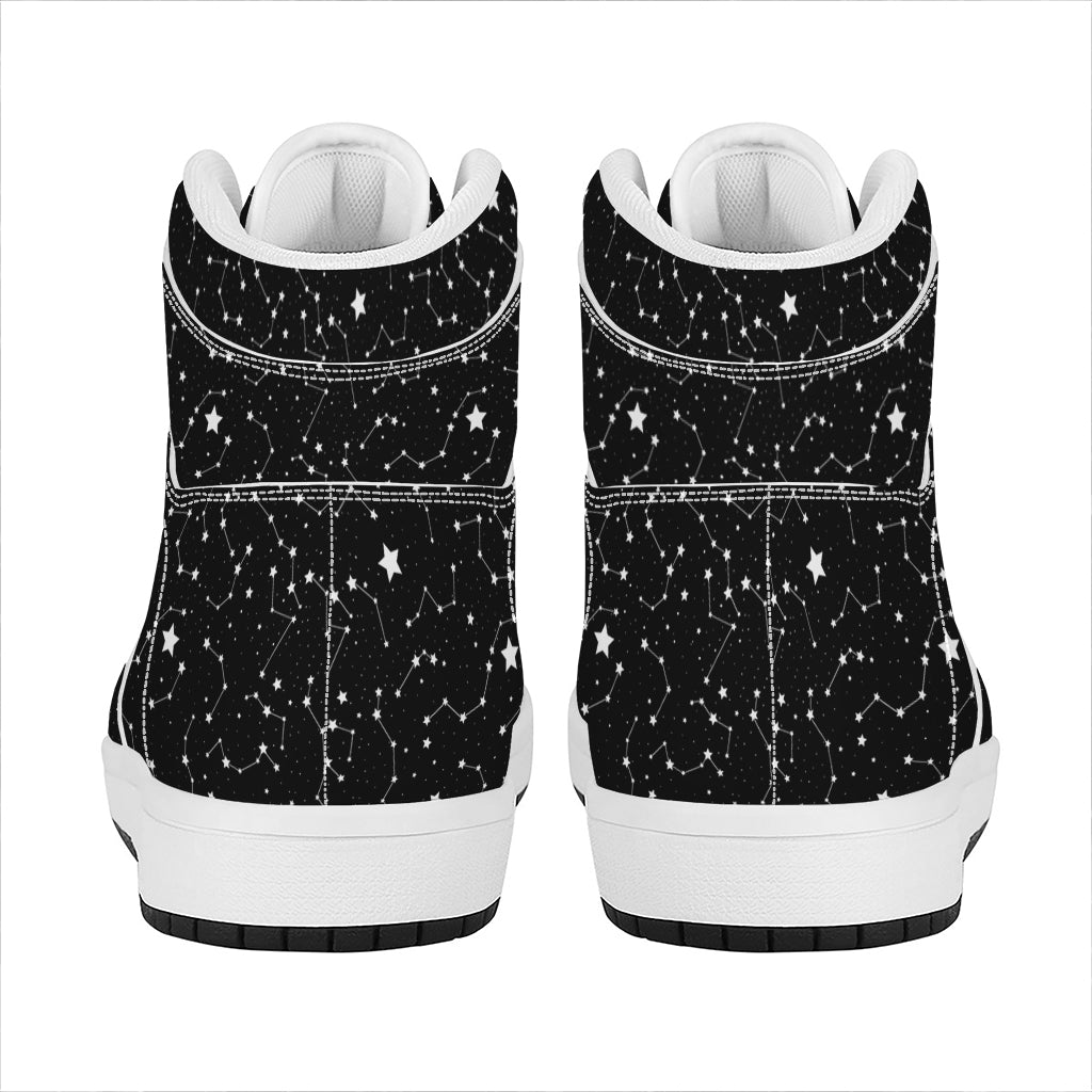 Star Constellations Pattern Print High Top Leather Sneakers