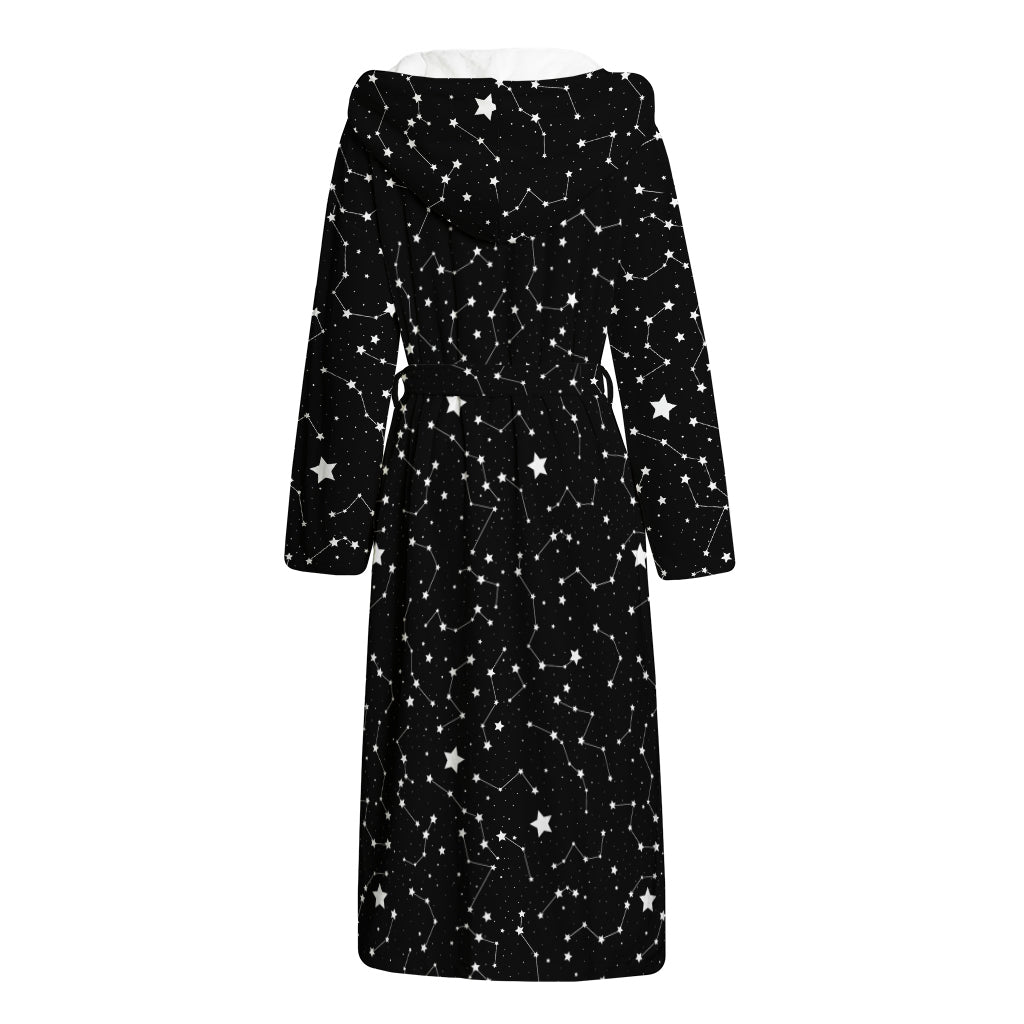 Star Constellations Pattern Print Hooded Bathrobe