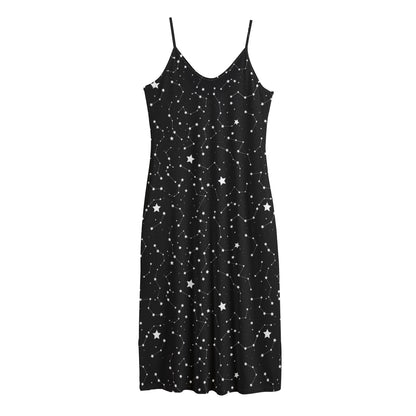 Star Constellations Pattern Print Jersey Midi Cami Dress