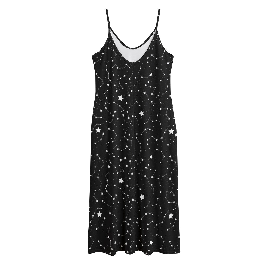 Star Constellations Pattern Print Jersey Midi Cami Dress