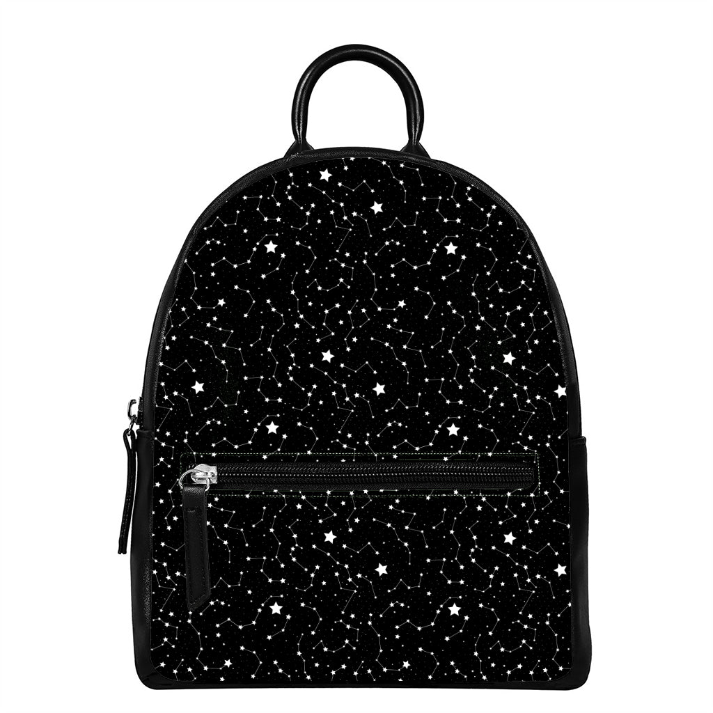 Star Constellations Pattern Print Leather Backpack