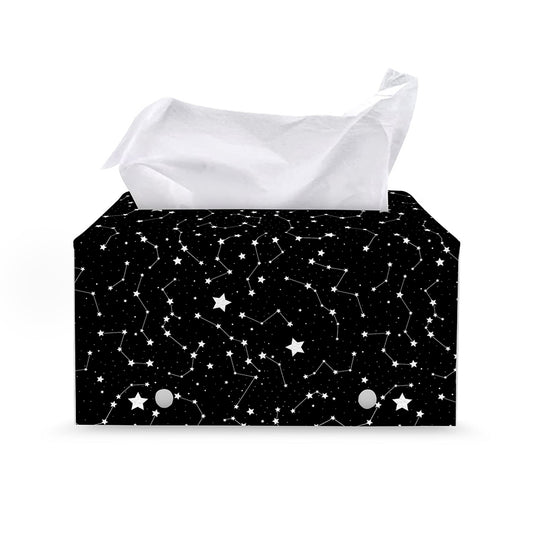 Star Constellations Pattern Print Leather Tissue Box Cover