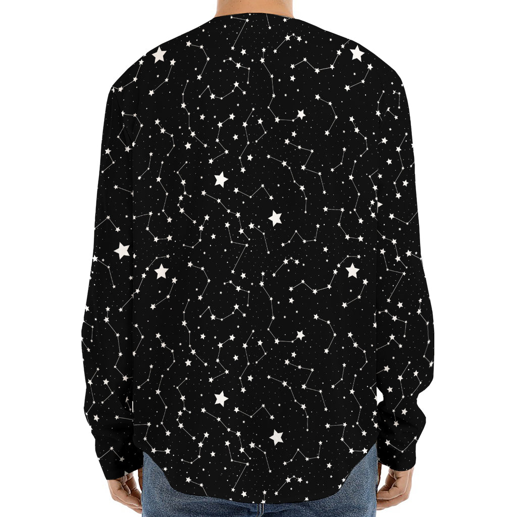 Star Constellations Pattern Print Long Sleeve Baseball Jersey