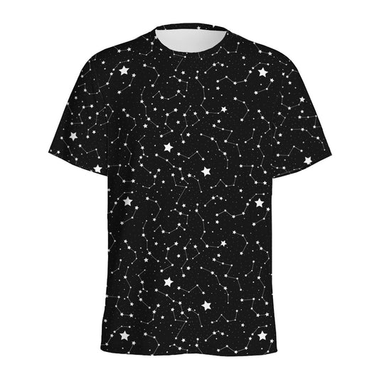 Star Constellations Pattern Print Men's Sports T-Shirt