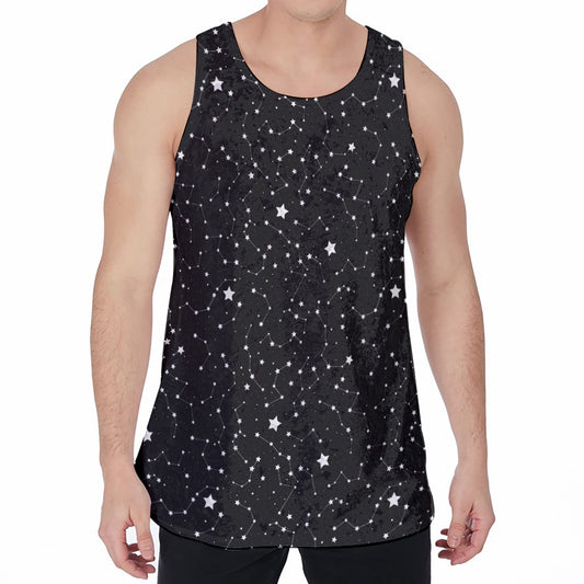 Star Constellations Pattern Print Men's Velvet Tank Top