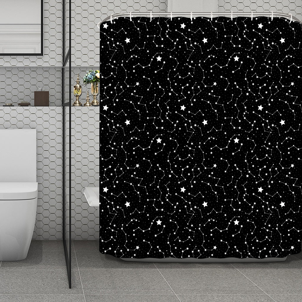Star Constellations Pattern Print Polyester Shower Curtain