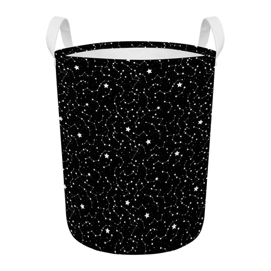 Star Constellations Pattern Print Round Laundry Basket