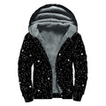 Star Constellations Pattern Print Sherpa Lined Zip Up Hoodie