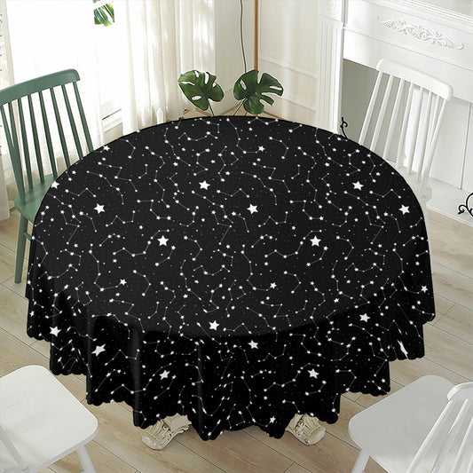 Star Constellations Pattern Print Waterproof Round Tablecloth