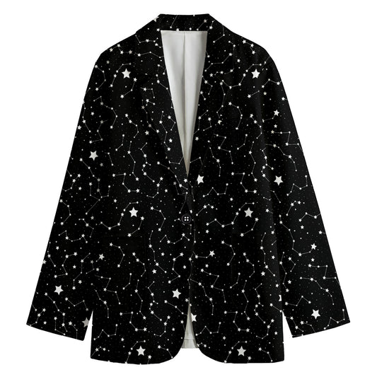 Star Constellations Pattern Print Women's Blazer