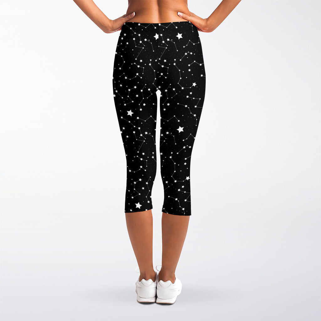 Star Constellations Pattern Print Women's Capri Leggings