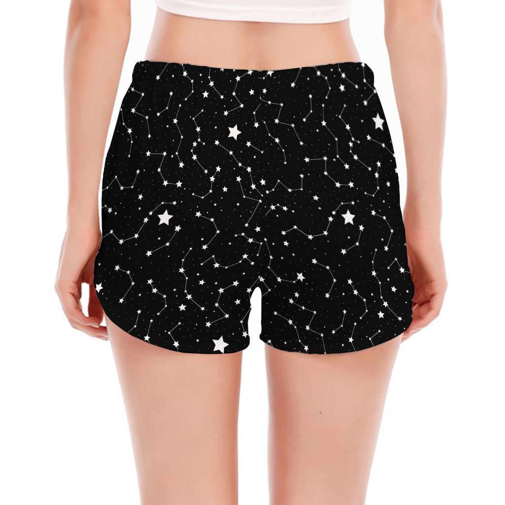 Star Constellations Pattern Print Women's Split Running Shorts