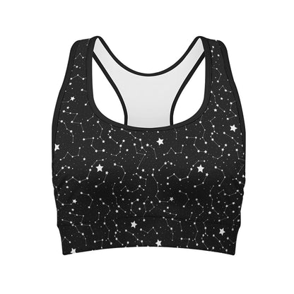 Star Constellations Pattern Print Women's Sports Bra