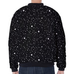 Star Constellations Pattern Print Zip Sleeve Bomber Jacket