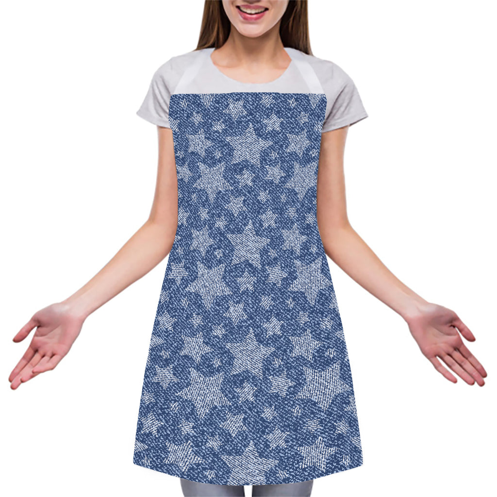 Star Denim Jeans Pattern Print Adjustable Apron