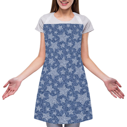 Star Denim Jeans Pattern Print Adjustable Apron