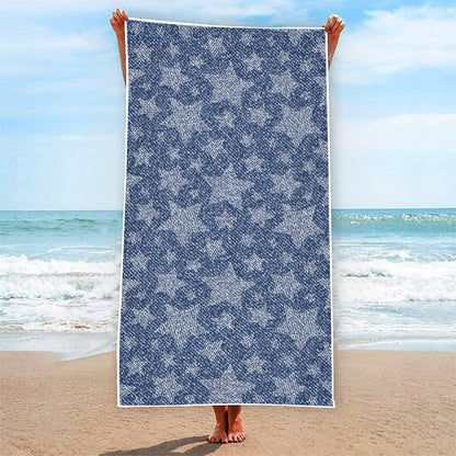 Star Denim Jeans Pattern Print Beach Towel