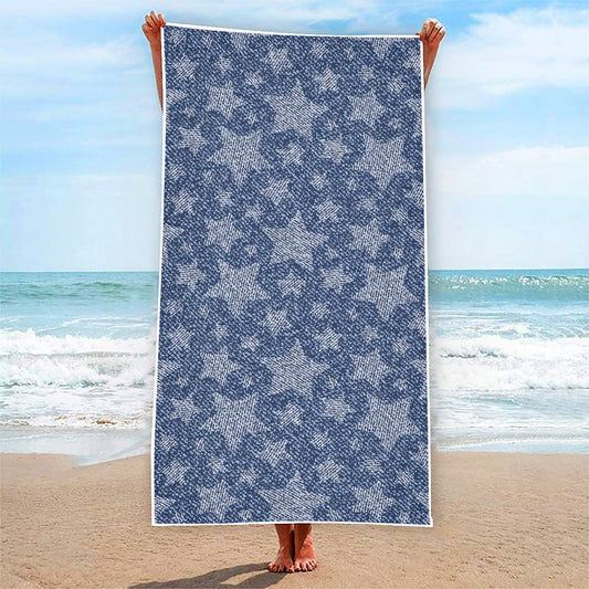 Star Denim Jeans Pattern Print Beach Towel