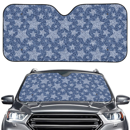 Star Denim Jeans Pattern Print Car Windshield Sun Shade