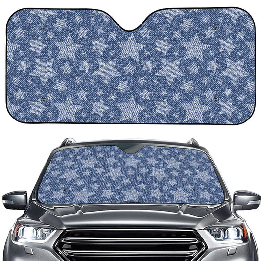 Star Denim Jeans Pattern Print Car Windshield Sun Shade
