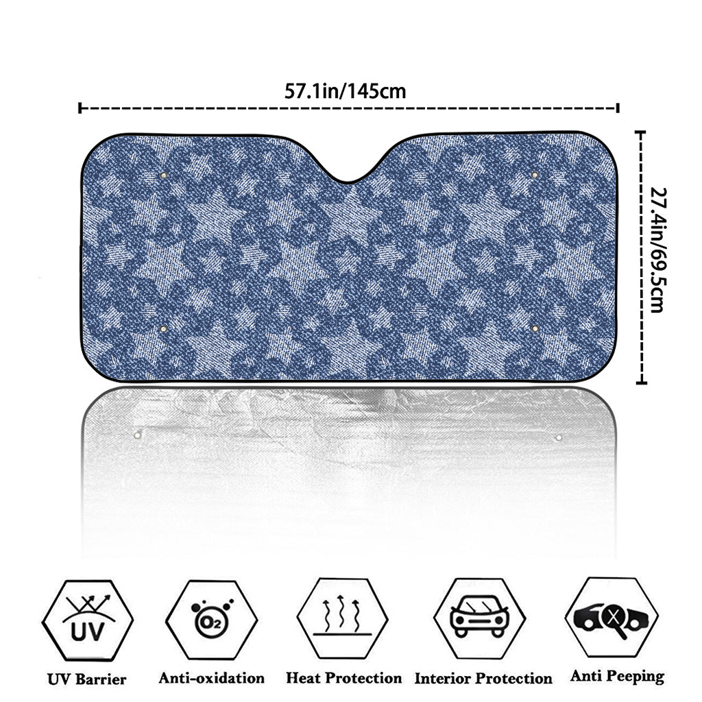 Star Denim Jeans Pattern Print Car Windshield Sun Shade