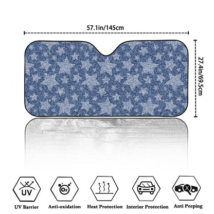 Star Denim Jeans Pattern Print Car Windshield Sun Shade