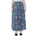 Star Denim Jeans Pattern Print Chiffon Maxi Skirt