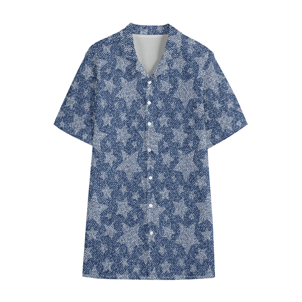 Star Denim Jeans Pattern Print Cotton Hawaiian Shirt