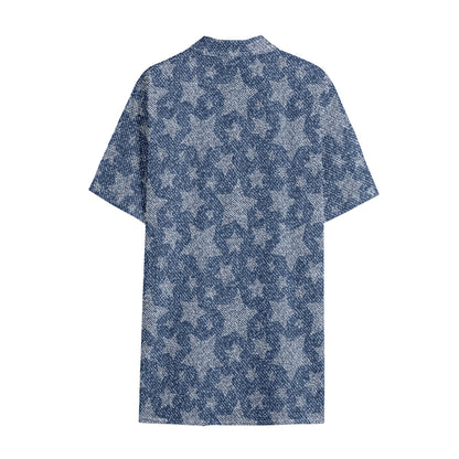 Star Denim Jeans Pattern Print Cotton Hawaiian Shirt